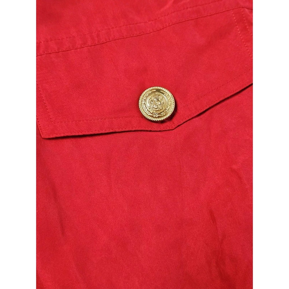 Vintage 80s 90s Ann Taylor Red 100% Silk Midi Dress Sz 10, Long Sleeve, Belted - Picture 3 of 13